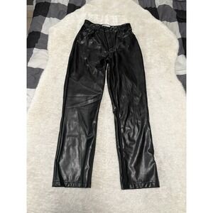 Abercrombie Fitch 90s‎ Straight Ultra High Rise Curvy Black Faux Leather Sz 26/2